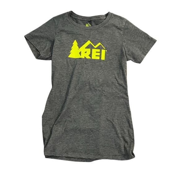 REI gray top with bright logo. Size small - Picture 1 of 3